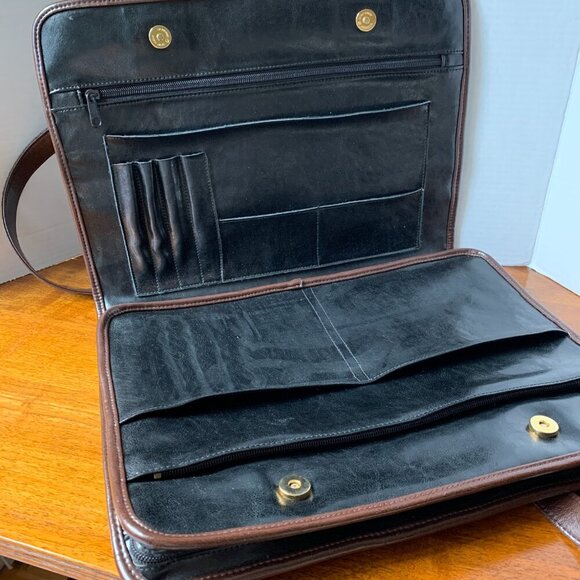 Unisex Vintage DC Black Leather Work Tote - Picture 5 of 9